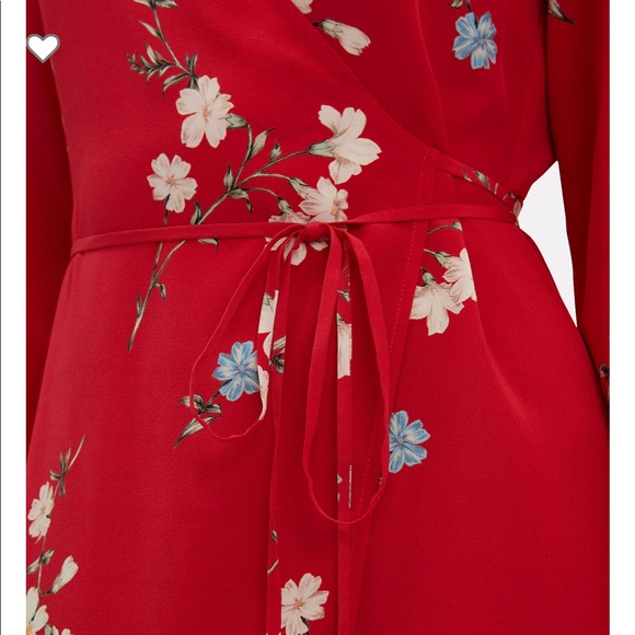 Intermix Ottavia Red Floral Wrap Printed Long Sleeve Dress 0 - Picture 4 of 8